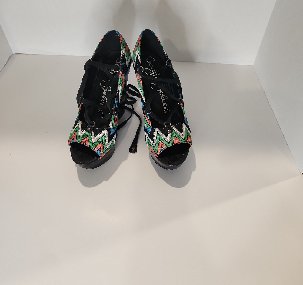 Sergio Zelcer Multicolor Zigzag Heels